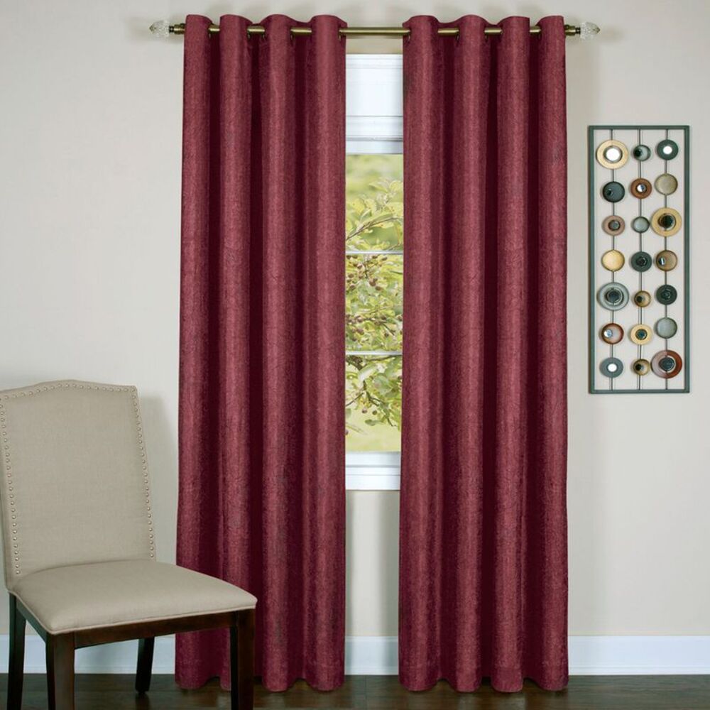 HERRINGBONE 54" X 84" WINDOW CURTAIN PANEL Crinkled Solid Terracotta
